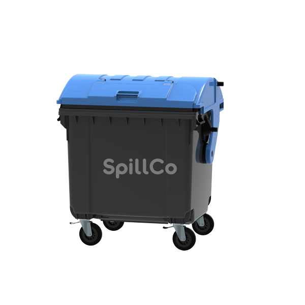 1100 ltr mobile garbage bin black dome lid lid in lid