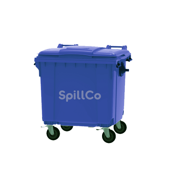 1100 ltr mobile garbage bin blue flat lid